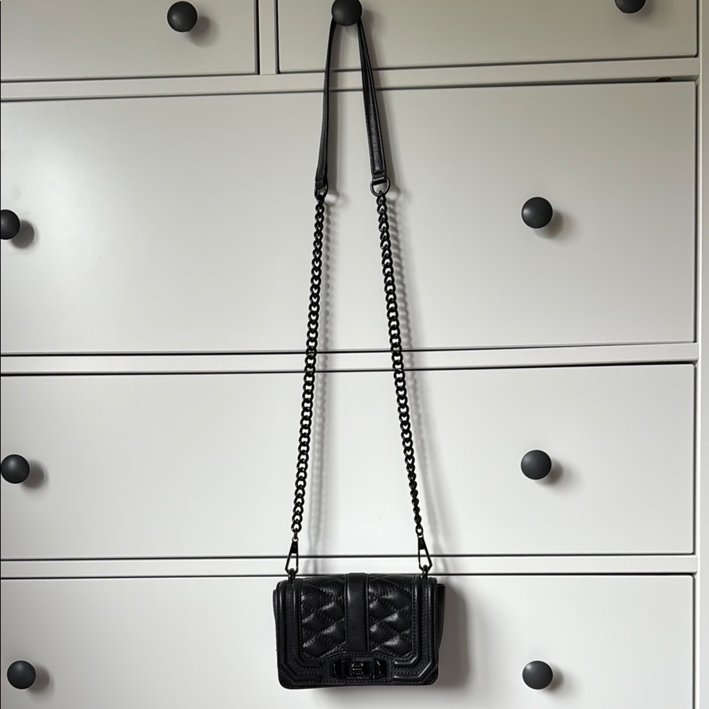 Rebecca Minkoff Black Quilted Crossbody Bag with Chain Strap